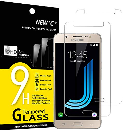 NEW'C 2 Stück, Panzer Schutz Glas für Samsung Galaxy J5 2016, Frei von Kratzern, 9H Härte, HD Displayschutzfolie, 0.33mm Ultra-klar, Ultrabeständig