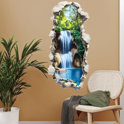 HGDESIGN® Wandtattoo Wandaufkleber Bodenaufkleber Wasserfall Berg Wandsticker Wanddeko für Wohnzimmer Schlafzimmer Flur Küche (D)