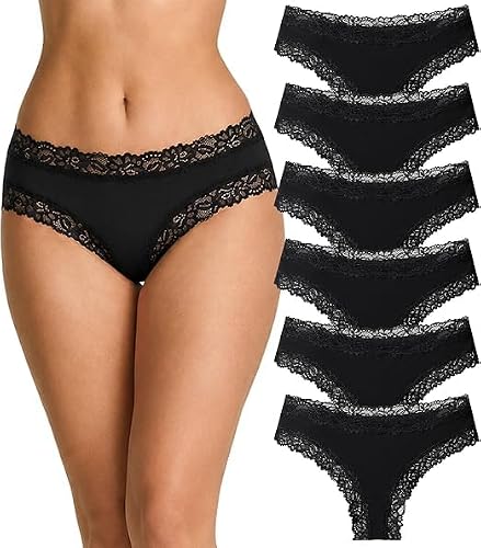 Galaxy Taper Unterhosen Damen Baumwolle Spitze Brazilian Slip 6er Pack