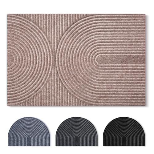 Tuocal Fußmatte 40x60cm, rutschfeste Maschinenwaschbare Schmutzfangmatte, Teppich Wohnzimmer Innen und Außen Türmatte, Wasserdicht Fussmatte für Eingang, Flur, Haustür