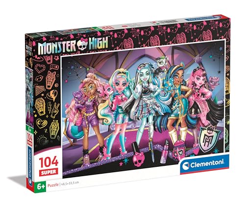 Clementoni Supercolor Monster High Puzzle 104 Teile - Kinder Puzzle 37,9 x 26,9 cm für Kinder ab 6 Jahre - Geschicklichkeitsspiel von Clementoni 25784