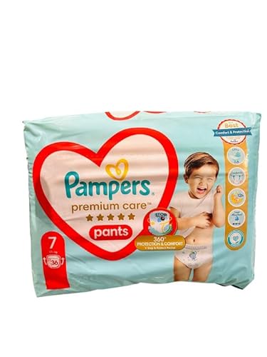 Pampers Pants Windel Größe 7 (17+ kg), Premium Care, 36 Stück, Passform 360°, Ultra-Schaumstoff für Komfort und besten Schutz