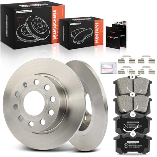 Frankberg Bremsensatz inkl. 2x Bremsscheiben + 4x Bremsbeläge Hinten Kompatibel mit Golf VI 5K1 Golf V 1K1 Golf Plus 521 5M1 Yeti 5L Replace# 1H0698451D