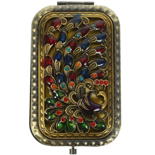 FRCOLOR Kompakter Kosmetikspiegel Vintage Doppelseitiger Kosmetikspiegel Antiker Klappbarer Taschenspiegel Kosmetischer Spiegel für Geldbörse für Frauenhandtasche