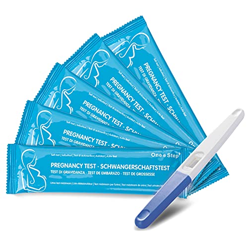 One+Step Schwangerschaftstest 5 Stück I Frühtest Schwangerschaft I HCG Test I Pregnancy Test I Mittelstrahl Test I Schwangerschaftstest Frühtest I Empfindlichkeit 10 miu/ml