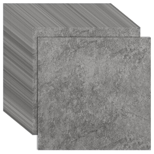 CYEER 40 Stück PVC Bodenbelag Selbstklebend 30x30cm, Vinylboden in Marmoroptik Grau, Wasserfeste Bodenfliesen für Küche, Bad & Mietwohnung, DIY Renovierung (3,6 m²)