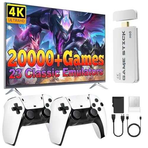 PZNETUE Upgrade Retro Konsole Spielkonsole Game Stick, 21.000+ Spiele mit 2 Wireless Controllern, Plug & Play HDMI für TV, Geschenk für Erwachsene & Familien (Ultra Max)