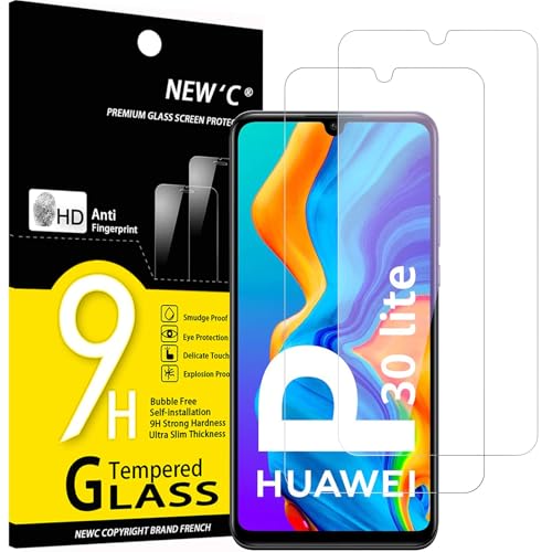 NEW'C 2 Stück für Huawei P30 Lite, Nova 4e für Panzerglas, Frei von Kratzern, 9H Härte, HD Displayschutzfolie, 0.33mm Ultra-klar, Ultrabeständig