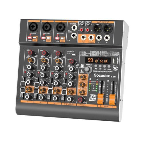 5-Kanal Mischpult Bluetooth 99 DSP-Effekte für Podcast, Karaoke & Streaming
