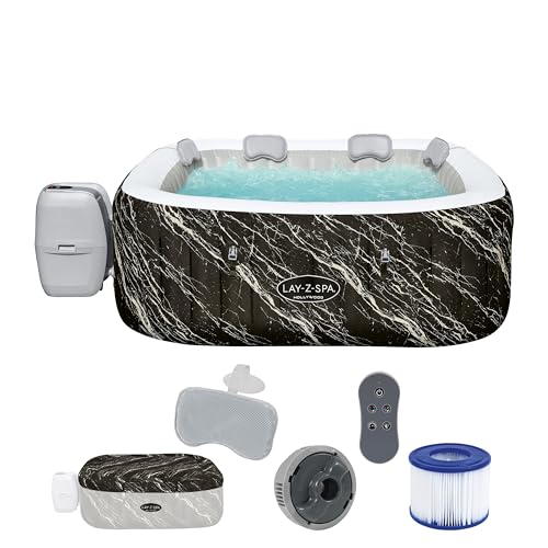 Bestway® Lay-Z-SPA® LED-Whirlpool Hollywood AirJet™ für 6 Personen 180 x 180 x 66 cm, Marmor-Optik (Marquinia)