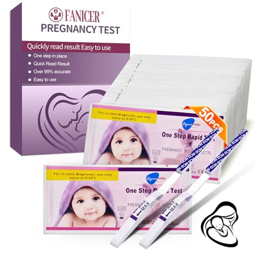 50 Stück Schwangerschaftstest,Schwangerschaftstest zum Nachweis der Schwangerschaft im Urin,Frühschwangerschaftstest 10 miu/ml,HCG Test,Schnelles Test