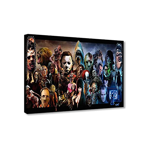 ZHONGYUTONG Horror Film Poster & Gemälde - Horror Wand Dekoration mit Rahmen (30x45cm)