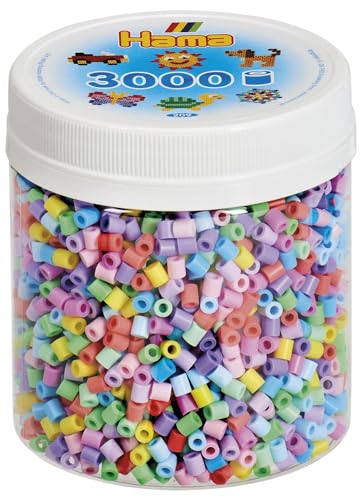 Hama Perlen 209-50 - Bügelperlen Dose mit ca. 3000 Midi Bastelperlen mit Durchmesser 5 mm, in Pastell Mix, kreativer Bastelspaß für Groß und Klein