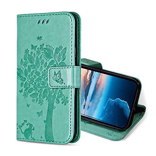 KANVOOS Handyhülle für Huawei P8 Lite 2017 Hülle, PU Leder Schutzhülle mit Kartenfach, Flip Case Klappbar Stoßfeste Hülle für Huawei P8 Lite 2017 (Minzgrün)