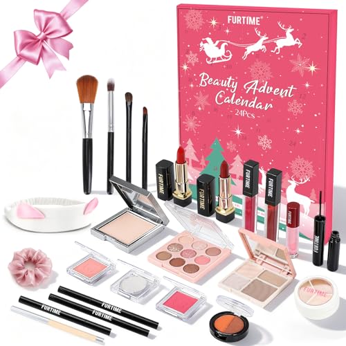 FURTIME Beauty Adventskalender 2025, 24 Hochwertige Make-up und Kosmetik Überraschungen für Weihnachten, Geschenkset, Weihnachtsgeschenke für Mädchen Frauen Teenager