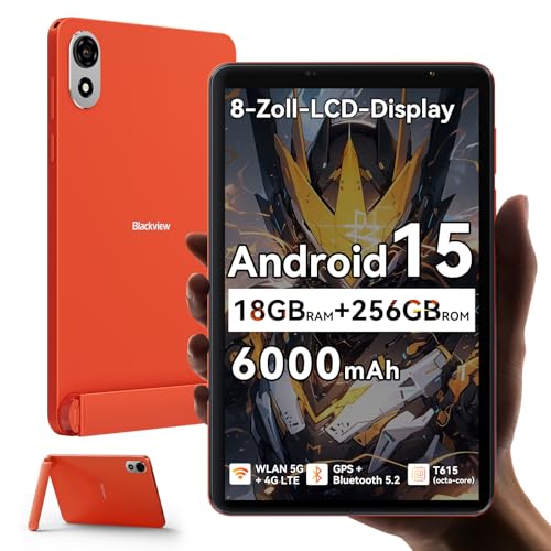 Blackview ZENO1 8 Zoll Tablet Android 15 90Hz 800x1280 - Ultra Leicht&Kompakt Gaming, T615 8-Kern KI-Chip,18 GB RAM+256 GB ROM(2TB TF)/4G LTE+WiFi 5G/Face ID/6000mAh 10W/8MP+8MP/Widevine L1/BT5.2/GMS