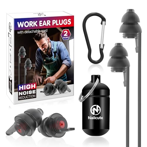 Ohrstöpsel Gehorschutzschutz Arbeit Mit Kordel, 2 Paar Lärmschutz ohrenstöpsel für Heimwerker und Professionelle Handwerker, Wiederverwendbar Weich Silikon in Ear Earplugs, 25 dB Noise Cancelling