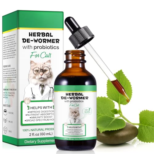 CJXHJY Wurmkur Katzen 60ml | mit Probiotika | Natürliche Entwurmungsmittel für Katzen | Wurmtropfen zur Vorbeugung und Bekämpfung von Parasiteninfektionen | Natürliche Formel zur Darmhygiene