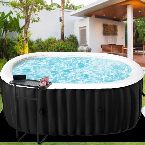 Whirlpool Outdoor Aufblasbar 2 Personen 190x120x63.5cm Hot Tub badewanne aufblasbar Jacuzzi Mit LuftdüSen, Isoliertem Deckel, Matte Und Heizungspumpe In-Outdoor SPA Pool Kreisen (Ellipse)