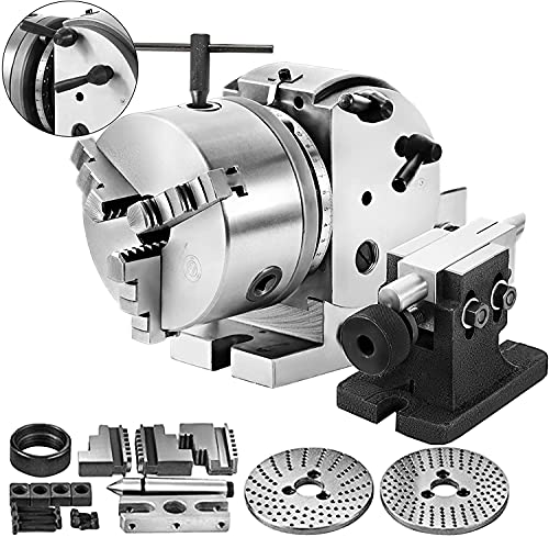 VEVOR MT2 Teilapparat mit backenfutter, Rotary Tisch mit Indizierung Höhe der Mitte 100 mm, Dividing Head 23 kg, Rotary Tisch mit Tellern, Eine Starke Unterstützung zu Bearbeitenden Werkstück