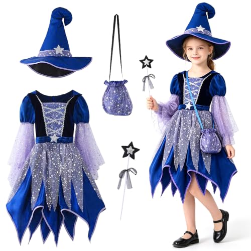 MINGJAY Hexenkleid,Hexenkostüm,Karneval Kostüm,Hexen Verkleidung Set