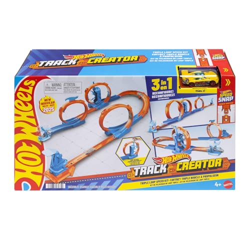 Hot Wheels Track Creator Dreifach-Looping-Pack und 1:64 Spielzeugauto