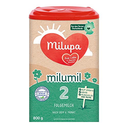 Milupa Milumil 2 – Folgemilch – Baby-Milchpulver – Nach dem 6. Monat – Passender Begleiter zur Beikost mit wichtigen Nährstoffen – Ohne Palmöl – 1 x 800 g