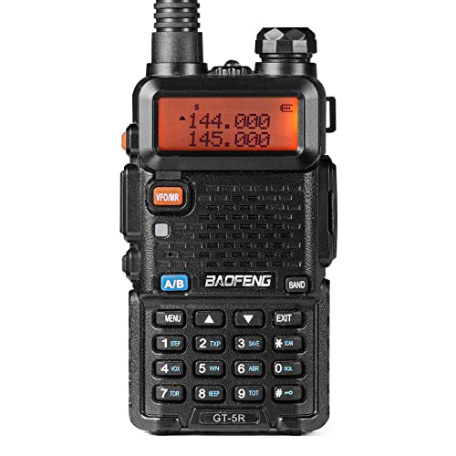 BAOFENG GT-5R Walkie Talkie, Dual Band Funkgerät für UHF VHF 144-146/430-440MHz, große Reichweite mit Speicher für 128 Kanäle, 1800 mAh Akku, Kopfhörer für Erwachsene, Wird von Chirp unterstützt