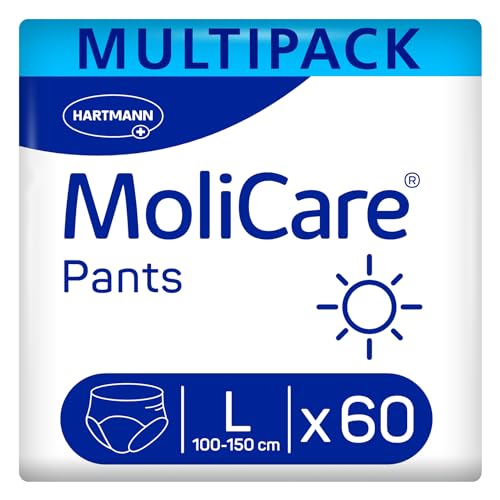MoliCare® Pants Day - Inkontinenzhosen bei mittlerer Blasenschwäche am Tag für Frauen und Männer | zuverlässig & diskret | Größe L (100-150cm Hüftumfang), 60 Stück