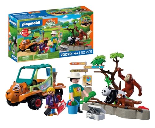 PLAYMOBIL | Animals & Friends | Zoo Tierpflegermobil | Fahrzeug mit Tigerkopf-Design und 3 Tieren | Kinder Spielzeug ab 4 Jahren | 72072