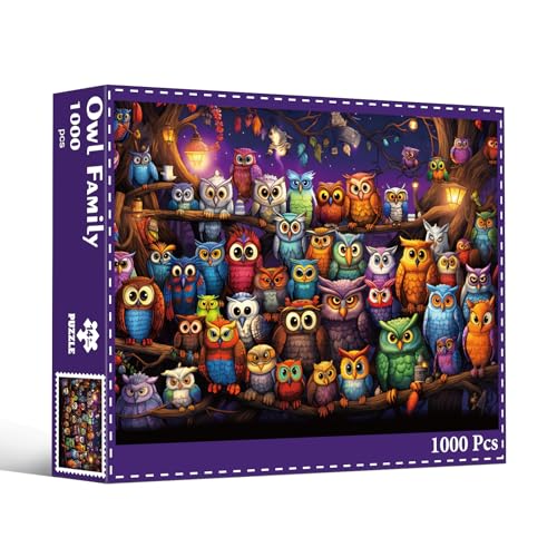 HUADADA Puzzle 1000 Teile-Puzzle 1000 Teile Erwachsene-Eule Klassische Puzzles Geschenk