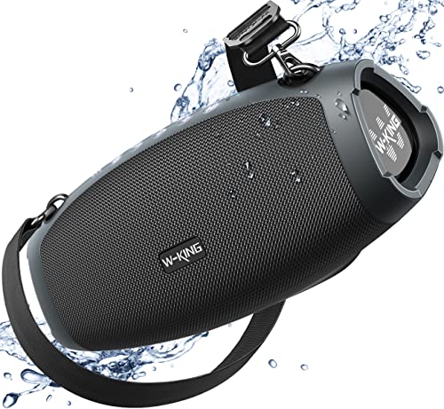 W-King Bluetooth Lautsprecher Groß, 120W Peak Musikbox Bluetooth Box Lautsprecher Wasserdicht IPX6 Stereo Outdoor Party Boom Box, DREI Passive Radiatorens-Super Bass/DSP/2 Woofer/42H/TF/AUX/EQ/Öffner