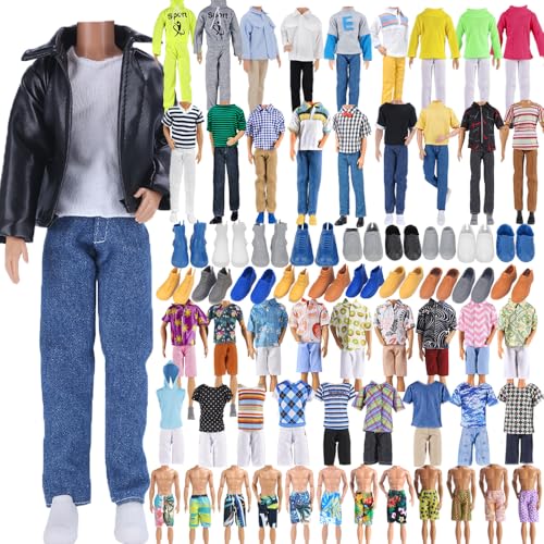 IMAGINE 10-Item Fantastic Pack = 5 Sets Mode Casual Wear Kleidung Outfit mit 5 Paar Schuhe für Jungen Puppe Random Style(Junge Puppe Lederjacke Freizeitkleidung)