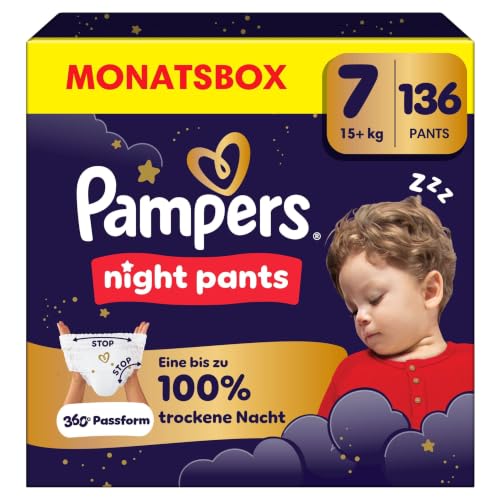 Pampers Night Pants Größe 7, 136 Windeln, 15kg+