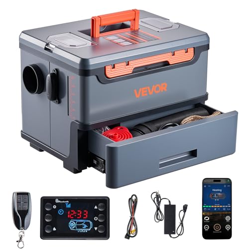 VEVOR Dieselheizung 8 kW DC 12 V/24 V, tragbarer All in One Diesel-Lufterhitzer mit Bluetooth-Steuerung & Fernbedienung & LCD-Bildschirm, 5 L Kraftstofftank für LKW Wohnmobile