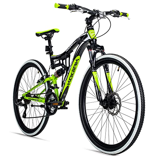 Bergsteiger Kodiak 24 Zoll, 26 Zoll, 29 Zoll Mountainbike, Scheibenbremse, 21 Gang-Schaltung, Vollfederung, Fully MTB für Jungen, Mädchen, Damen & Herren