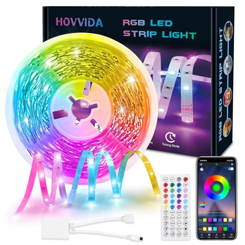 HOVVIDA LED Strip 10M, 1x10M, 30 LEDs/Meter, RGB LED Streifen, 300 LED, APP und Fernbedienung, Musikmodus, Timing-Modus, LED für Zimmer, Wohnzimmer, Küche, Schlafzimmer, Bar, Party