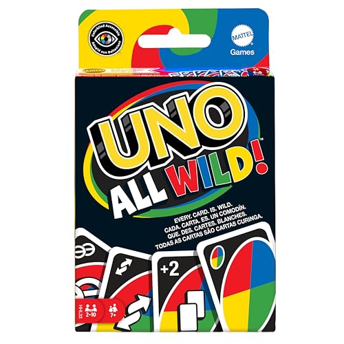Mattel Games HHL33 - UNO All Wild Kartenspiel mit 112 Karten, Reisespiel, Kinderspiel, Familienspiel und Gesellschaftsspiel, ab 7 Jahren
