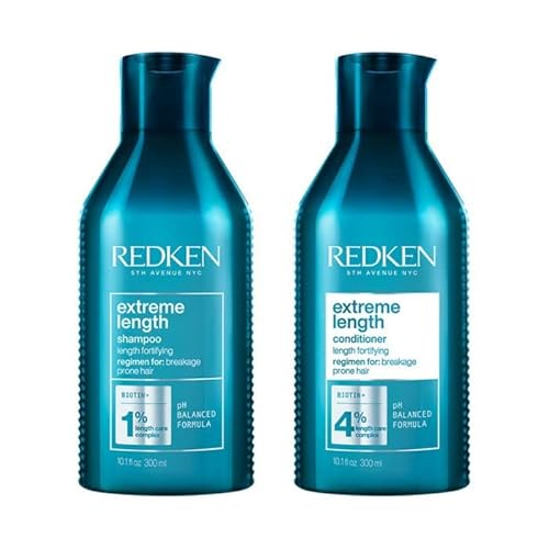 Redken Pflegeset für lange und starke Haare, Anti Haarbruch, Mit Biotin, Extreme Length 300 ml & Conditioner 300 ml