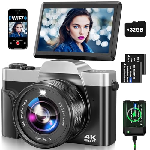 Digitalkamera, 4K 64MP Autofokus Kamera Fotokamera Mit WLAN, 3