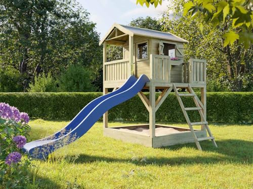 Prestige Garden Stelzenhaus Funny XXL | 286x178x303 cm | KDI Kiefernholz | Mit Sandkasten, Veranda & Balkon | 150 cm Podest | Kinder Outdoor Spielhaus
