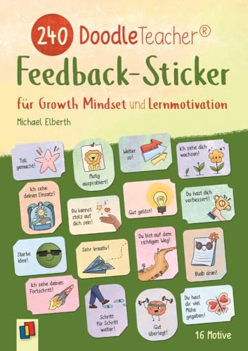 240 Doodleteacher Feedback-Sticker: Für Growth Mindset und Lernmotivation