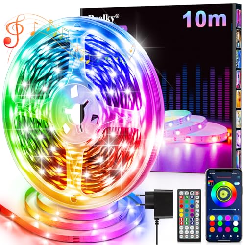 LED Streifen 10m mit Fernbedienung & App & Musik Sync,RGB LED Strip Dimmbar