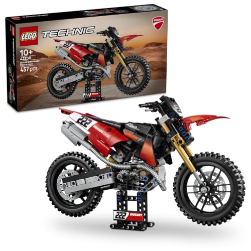 LEGO Technic Ducati Desmo450 MX Factory Motorrad Modellbausatz - Mit Motorrad Spielzeug mit Lenkung & Federung - Schreibtisch Deko - Sammelbares Geschenk für Jungen ab 10 Jahren - 42238