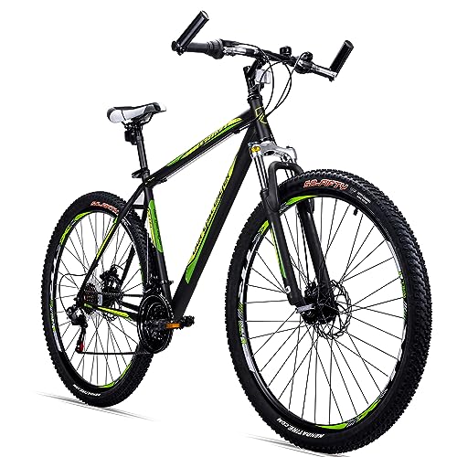 Bergsteiger Detroit 29 Zoll Mountainbike, geeignet ab 170 cm, Scheibenbremse, 21 Gang-Schaltung, Gabel-Federung mit Lockout-Funktion, Jungen-Fahrrad & Herren-Fahrrad