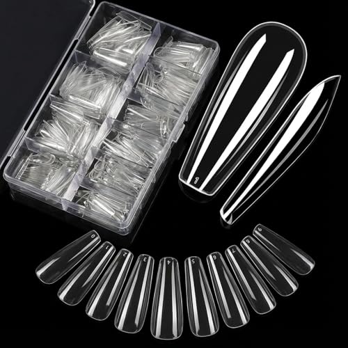 Carehabi Nageltips, 500 Stück Falsche Nagel Acryl Künstlich Nagelspitzen mit Aufbewahrungskoffer für Nagelstudios und Diy Nail Art Zu Hause 10 Größen