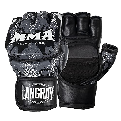 LangRay MMA Handschuhe, Boxhandschuhe Damen Männer, Sparringhandschuhen Punchinghandschuhe Grappling Training Gloves für Kickboxen Kampfsport Muay Thai Karate UFC Handschutz,M