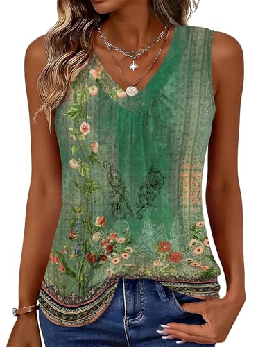 Kistore Damen Mode Elegant Bluse Ärmellos Sommer Top V Ausschnitt Tunika L