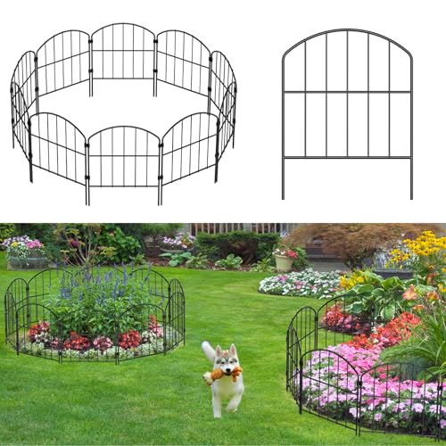 LIANTRAL 28 Stück Tierzaun Metall, Dekorativer Gartenzaun Steckzaun 41 cm x 9 m, Gewölbtes Design, Rostfrei, Kein Graben erforderlich, Zaun für Hunde & Kaninchen, Garten, Terrasse, Hof
