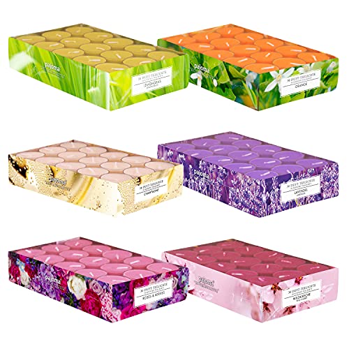 pajoma® Duft Teelichte 180 Stück Duftkerzen frische fruchtige Frühjahr Sommer Düfte in Polycarbonathülle, 6X 30 Teelichte